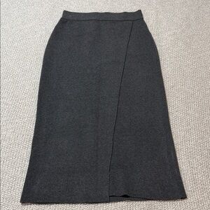 a new day Black Pencil Midi Skirt with Front Slit